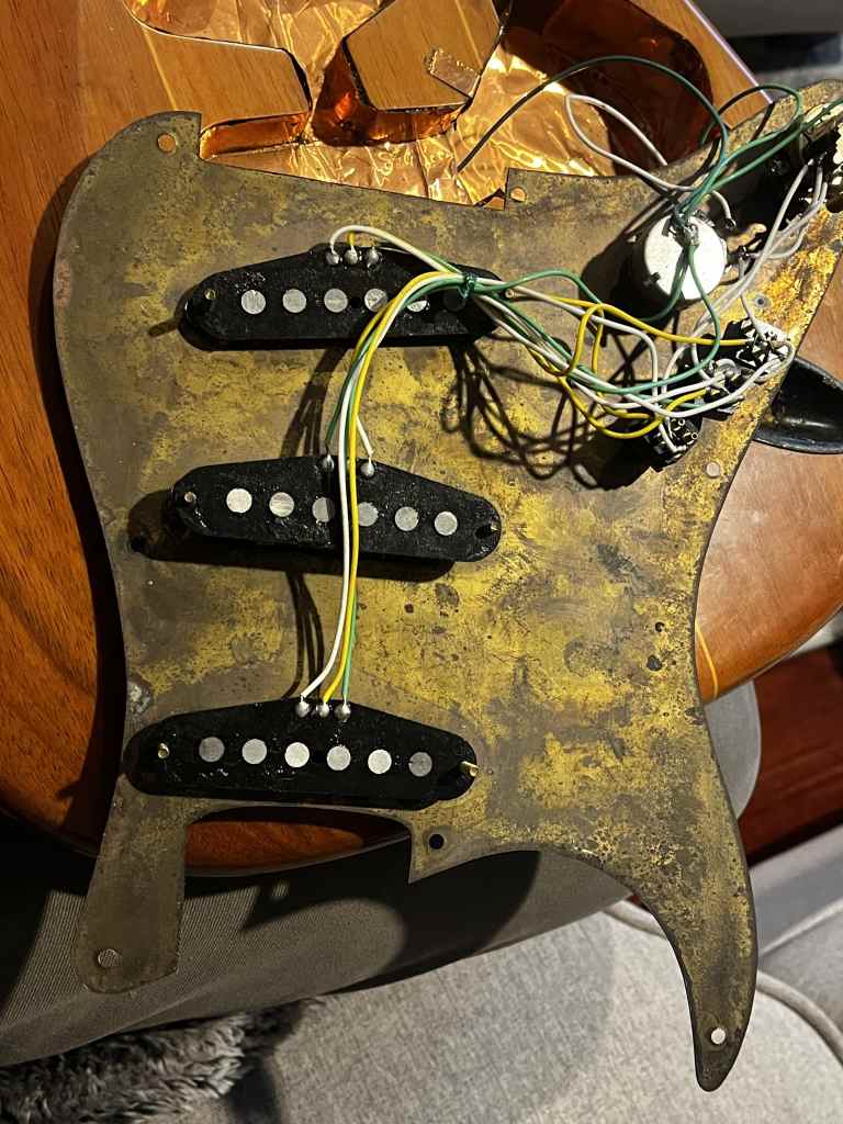 1980 Fernandes FSt-120 brass pickguard