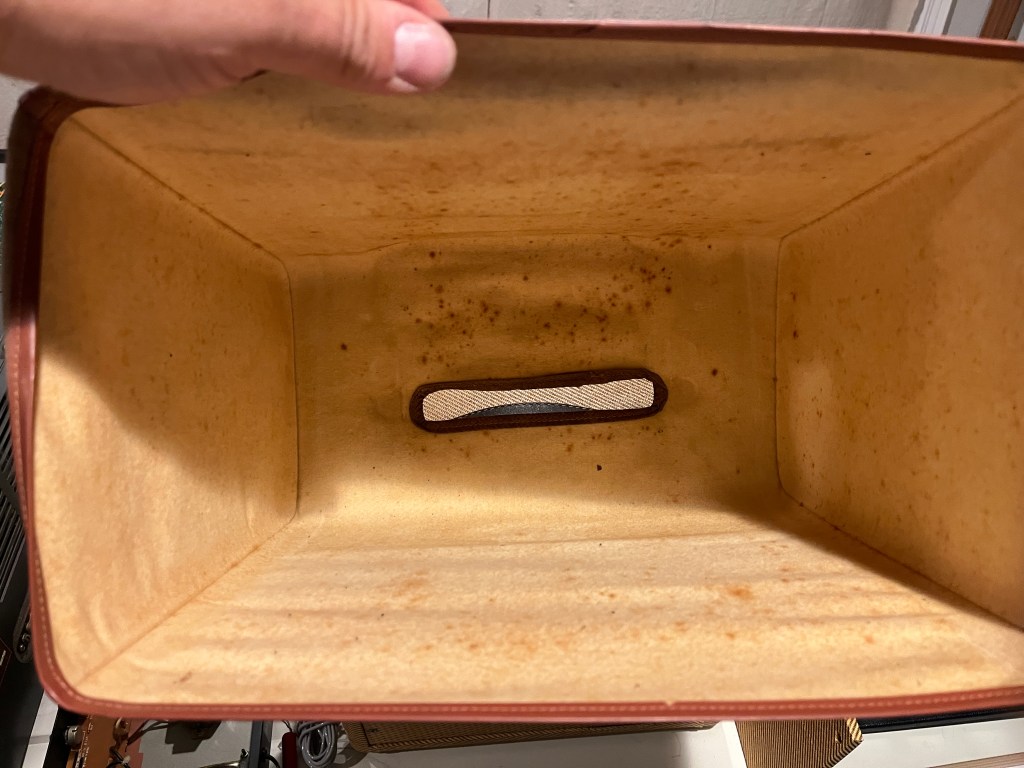 Vintage 1953 Wide Panel Fender Princeton Inside of cover